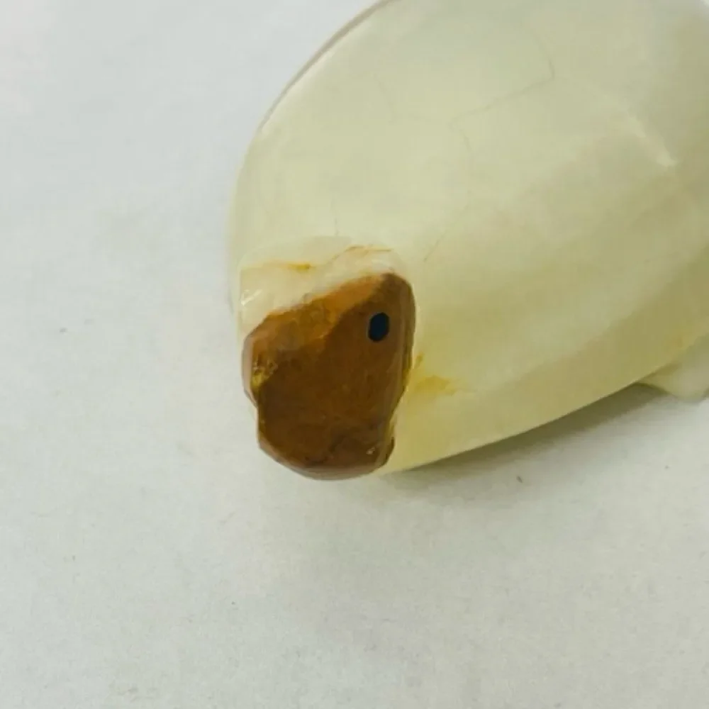 Onyx Tellez Hand Carved Stone Marble Turtle Tortoise Paperweight figurine VTG 6”